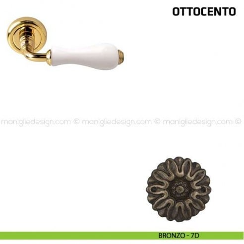 Maniglia per porta Ottocento Comit porcellana bianca bronzo
