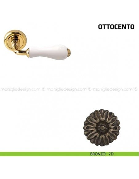 Maniglia per porta Ottocento Comit porcellana bianca bronzo