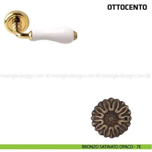 Maniglia per porta Ottocento Comit porcellana bianca bronzo satinato opaco