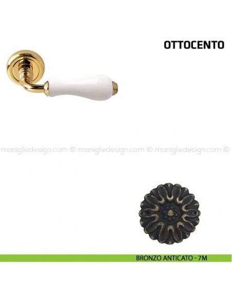 Maniglia per porta Ottocento Comit porcellana bianca bronzo anticato