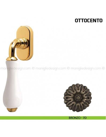 Maniglia per finestra martellina DK Ottocento Comit porcellana bianca bronzo