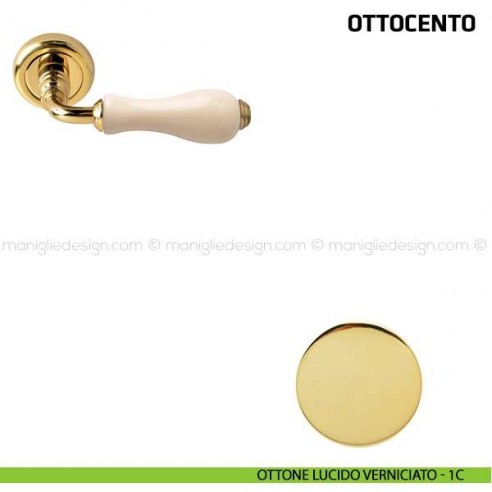 Maniglia per porta Ottocento Comit porcellana avorio ottone lucido verniciato