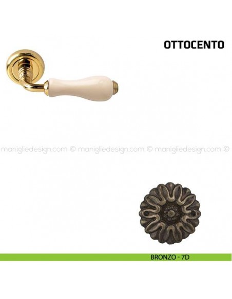 Maniglia per porta Ottocento Comit porcellana avorio bronzo