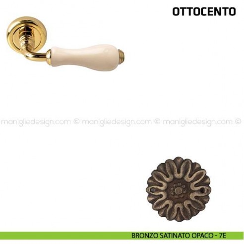 Maniglia per porta Ottocento Comit porcellana avorio bronzo satinato opaco