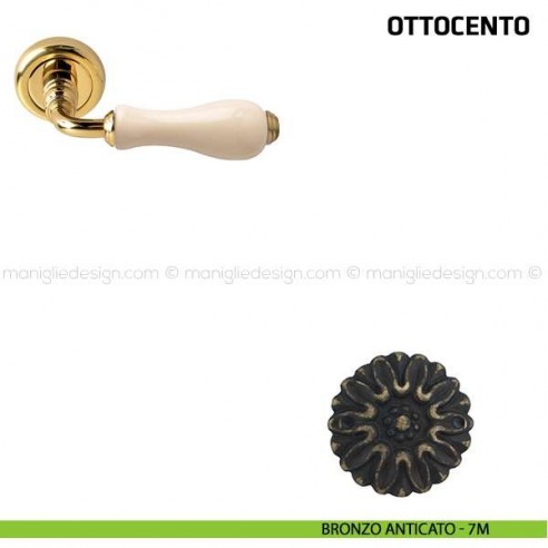 Maniglia per porta Ottocento Comit porcellana avorio bronzo anticato