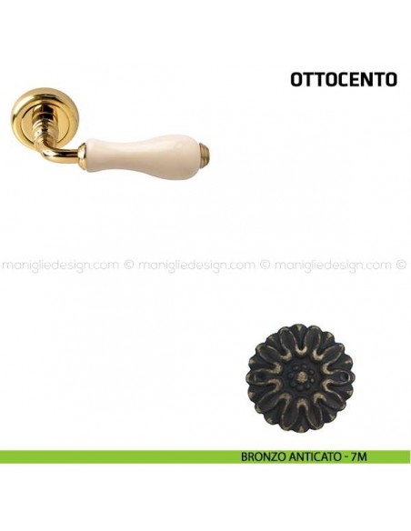 Maniglia per porta Ottocento Comit porcellana avorio bronzo anticato