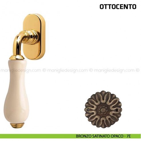 Maniglia per finestra martellina DK Ottocento Comit porcellana avorio bronzo satinato opaco