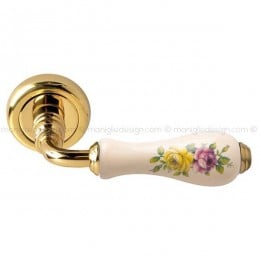 Maniglia per porta Ottocento Comit porcellana avorio fiore orizzontale