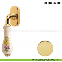 Maniglia per finestra martellina DK Ottocento Comit porcellana avorio fiore orizzontale 2