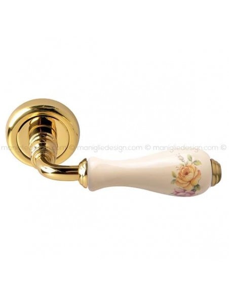 Maniglia per porta Ottocento Comit porcellana avorio fiore verticale