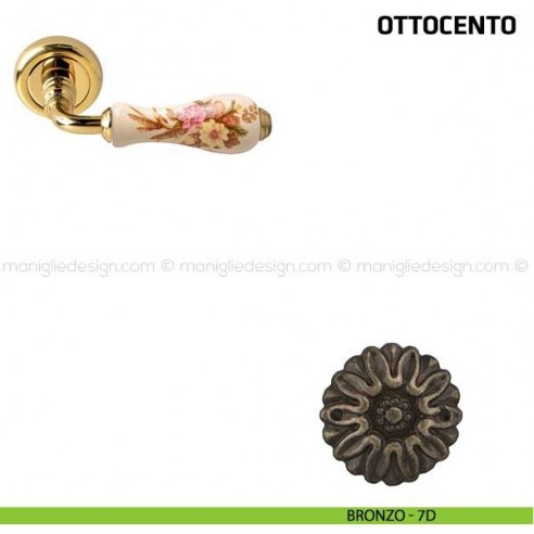 Maniglia per porta Ottocento Comit porcellana avorio spiga di grano bronzo