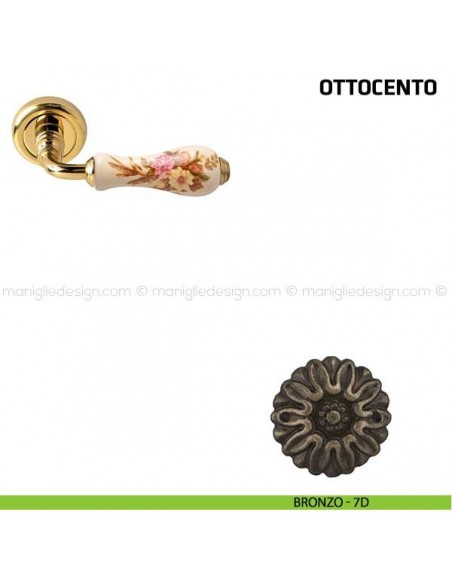 Maniglia per porta Ottocento Comit porcellana avorio spiga di grano bronzo