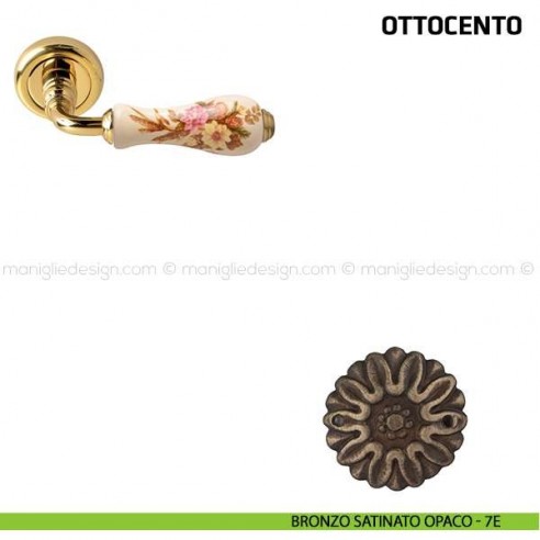 Maniglia per porta Ottocento Comit porcellana avorio spiga di grano bronzo satinato opaco