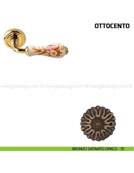 Maniglia per porta Ottocento Comit porcellana avorio spiga di grano bronzo satinato opaco
