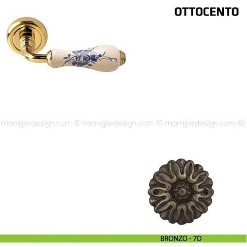 Maniglia per porta Ottocento Comit porcellana avorio rosa blu bronzo