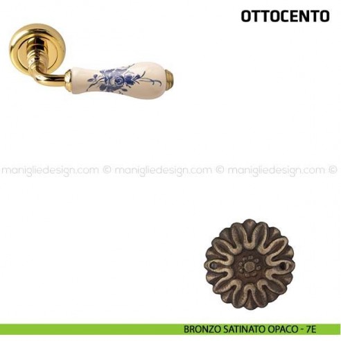Maniglia per porta Ottocento Comit porcellana avorio rosa blu bronzo satinato opaco