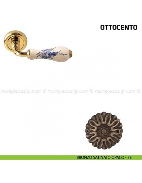 Maniglia per porta Ottocento Comit porcellana avorio rosa blu bronzo satinato opaco
