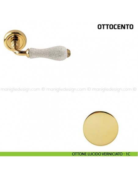 Maniglia per porta Ottocento Comit porcellana avorio cracklè ottone lucido verniciato