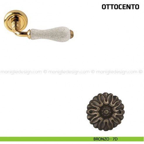 Maniglia per porta Ottocento Comit porcellana avorio cracklè bronzo