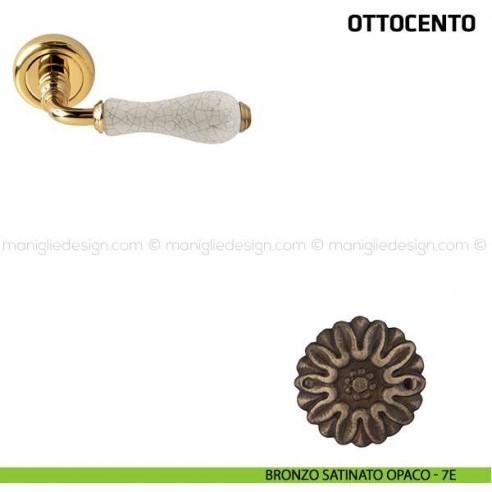 Maniglia per porta Ottocento Comit porcellana avorio cracklè bronzo satinato opaco