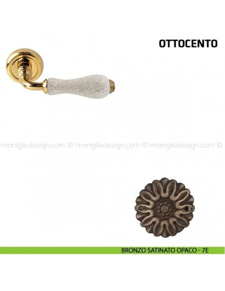 Maniglia per porta Ottocento Comit porcellana avorio cracklè bronzo satinato opaco