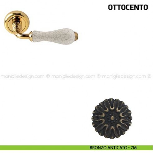Maniglia per porta Ottocento Comit porcellana avorio cracklè bronzo anticato