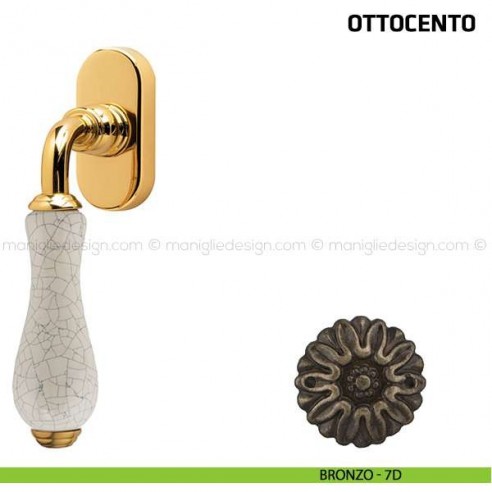 Maniglia per finestra martellina DK Ottocento Comit porcellana avorio cracklè bronzo