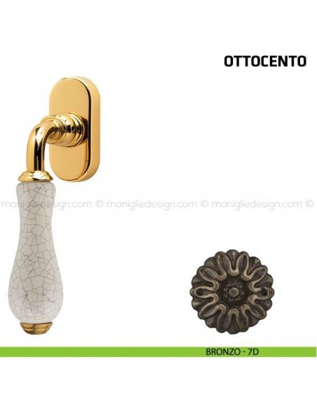 Maniglia per finestra martellina DK Ottocento Comit porcellana avorio cracklè bronzo
