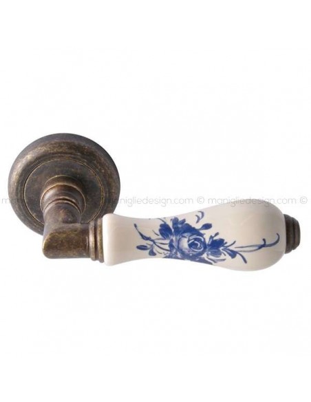 Maniglia per porta Barocco Comit porcellana avorio rosa blu