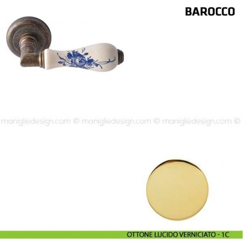 Maniglia per porta Barocco Comit porcellana avorio rosa blu ottone lucido verniciato