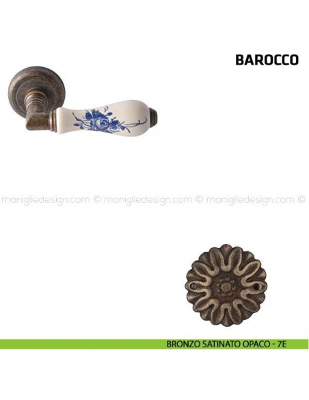 Maniglia per porta Barocco Comit porcellana avorio rosa blu bronzo satinato opaco