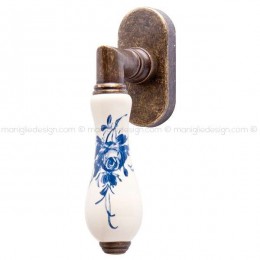 Maniglia per finestra martellina DK Barocco Comit porcellana avorio rosa blu