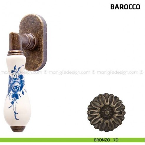 Maniglia per finestra martellina DK Barocco Comit porcellana avorio rosa blu bronzo