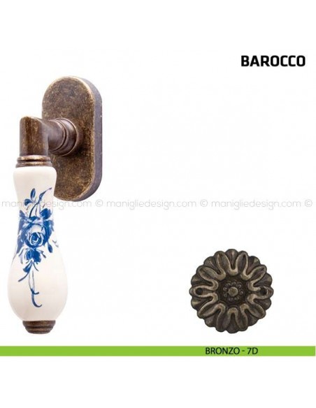 Maniglia per finestra martellina DK Barocco Comit porcellana avorio rosa blu bronzo