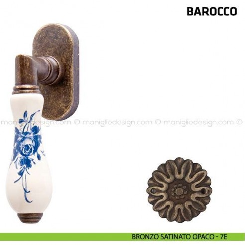 Maniglia per finestra martellina DK Barocco Comit porcellana avorio rosa blu bronzo satinato opaco