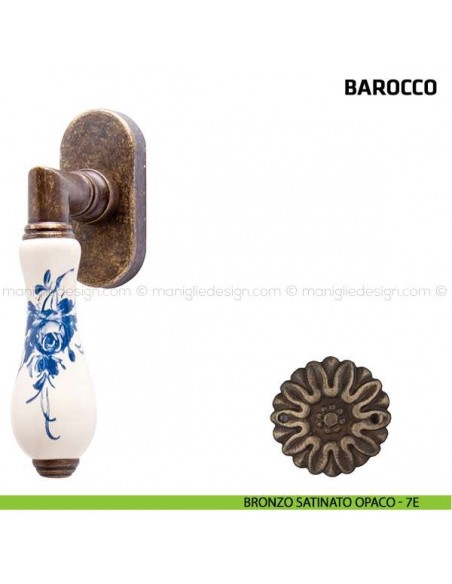 Maniglia per finestra martellina DK Barocco Comit porcellana avorio rosa blu bronzo satinato opaco