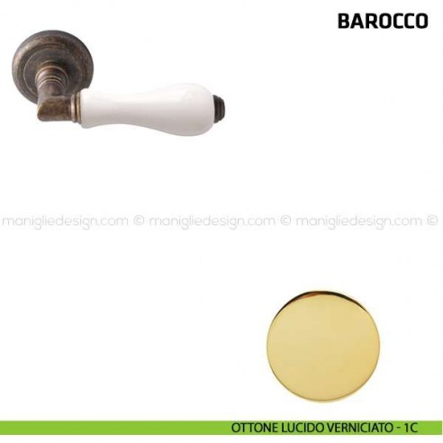 Maniglia per porta Barocco Comit porcellana bianca ottone lucido verniciato