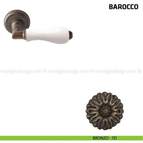 Maniglia per porta Barocco Comit porcellana bianca bronzo
