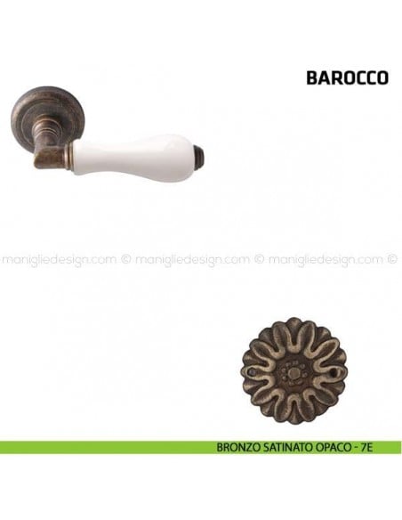Maniglia per porta Barocco Comit porcellana bianca bronzo satinato opaco