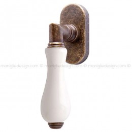 Maniglia per finestra martellina DK Barocco Comit porcellana bianca