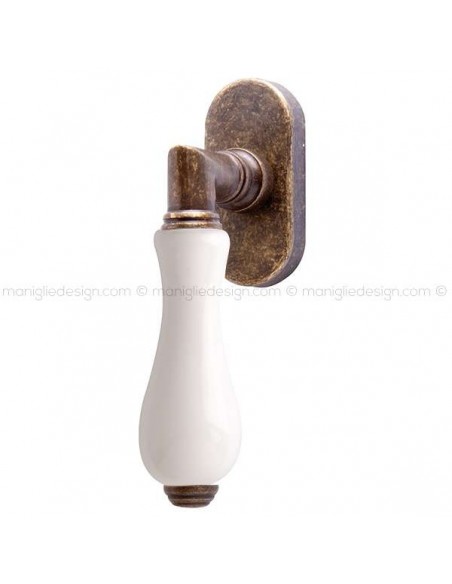 Maniglia per finestra martellina DK Barocco Comit porcellana bianca