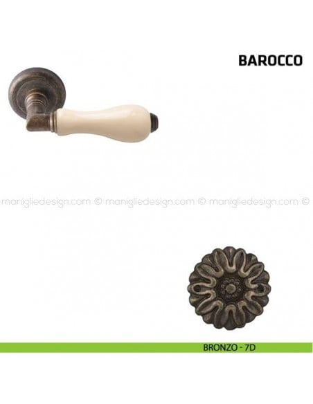 Maniglia per porta Barocco Comit porcellana avorio bronzo