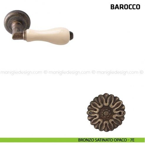 Maniglia per porta Barocco Comit porcellana avorio bronzo satinato opaco