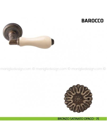 Maniglia per porta Barocco Comit porcellana avorio bronzo satinato opaco