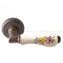 Maniglia per porta Barocco Comit porcellana bianca fiore orizzontale