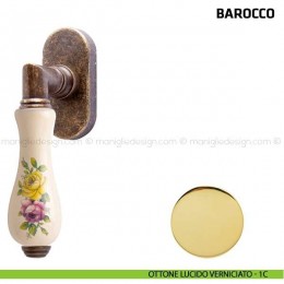 Maniglia per finestra martellina DK Barocco Comit porcellana avorio fiore orizzontale 2