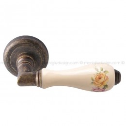 Maniglia per porta Barocco Comit porcellana avorio fiore verticale