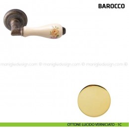 Maniglia per porta Barocco Comit porcellana avorio fiore verticale 2