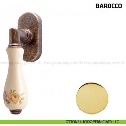 Maniglia per finestra martellina DK Barocco Comit porcellana avorio fiore verticale 2