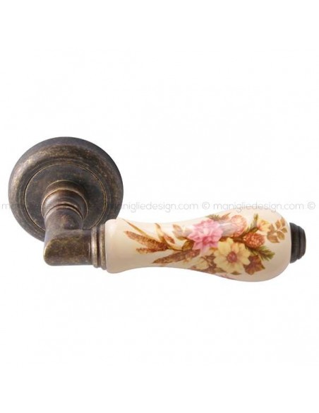 Maniglia per porta Barocco Comit porcellana avorio spiga di grano